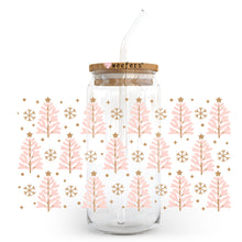Load image into Gallery viewer, Christmas Blush Doodle Trees 20oz Libbey Glass Can, 34oz Hip Sip, 40oz Tumbler UVDTF or Sublimation Decal Transfer
