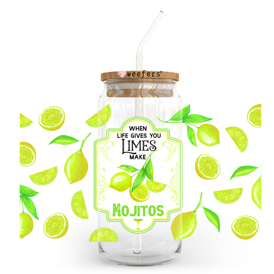 When Life Gives you Lemons Make Mojitos 20oz Libbey Glass Can, 34oz Hip Sip, 40oz Tumbler UV DTF or Sublimation Decal Transfer - Weefers