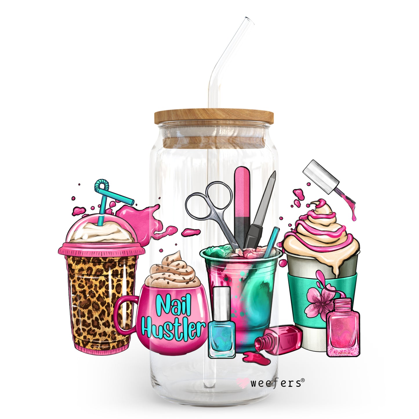 Hair Hustler 20oz Libbey Glass Can, 34oz Hip Sip, 40oz Tumbler UV DTF or Sublimation Decal Transfer - Weefers