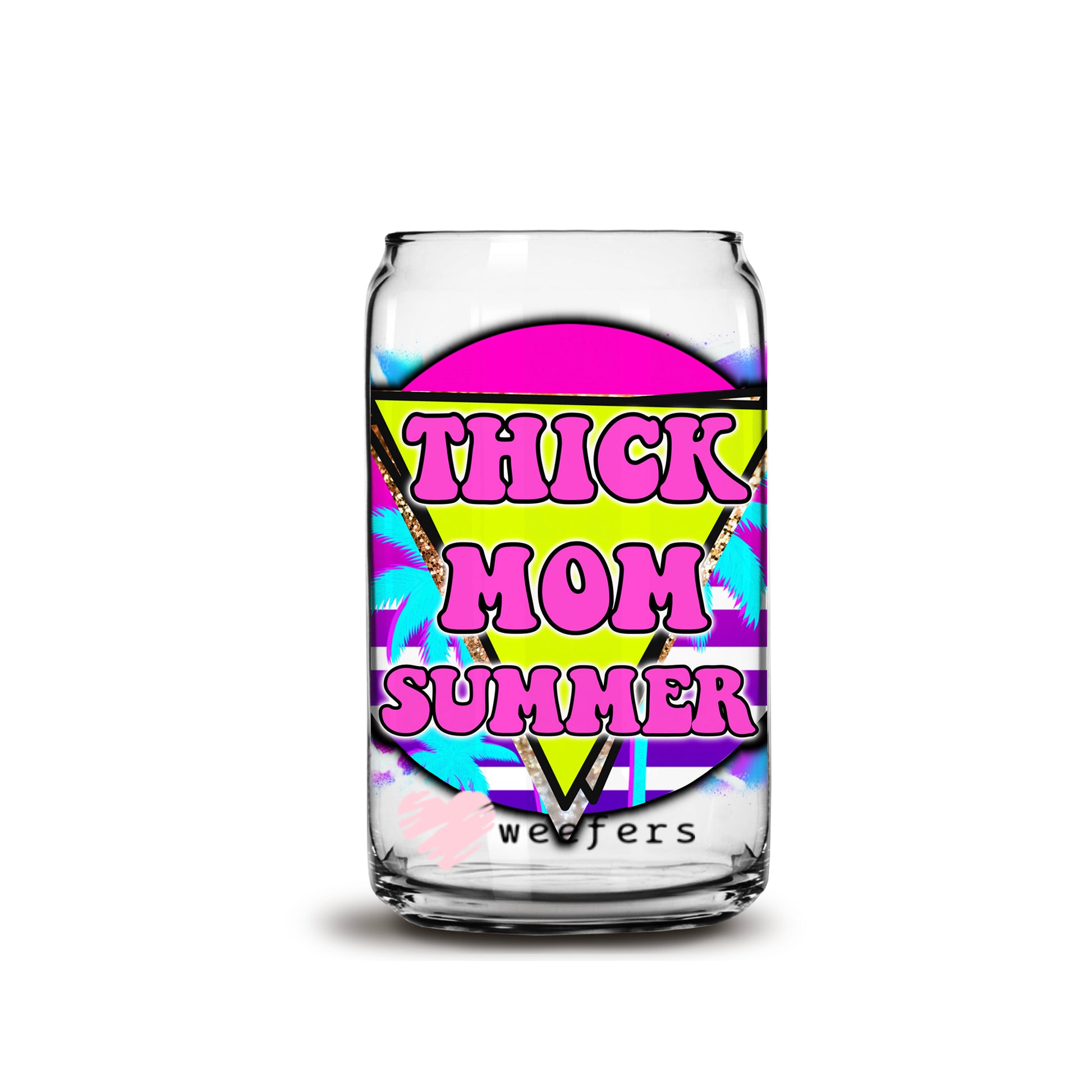 Thick Mom Summer 16oz Libbey Glass Can UV DTF or Sublimation Wrap - Decal - Weefers