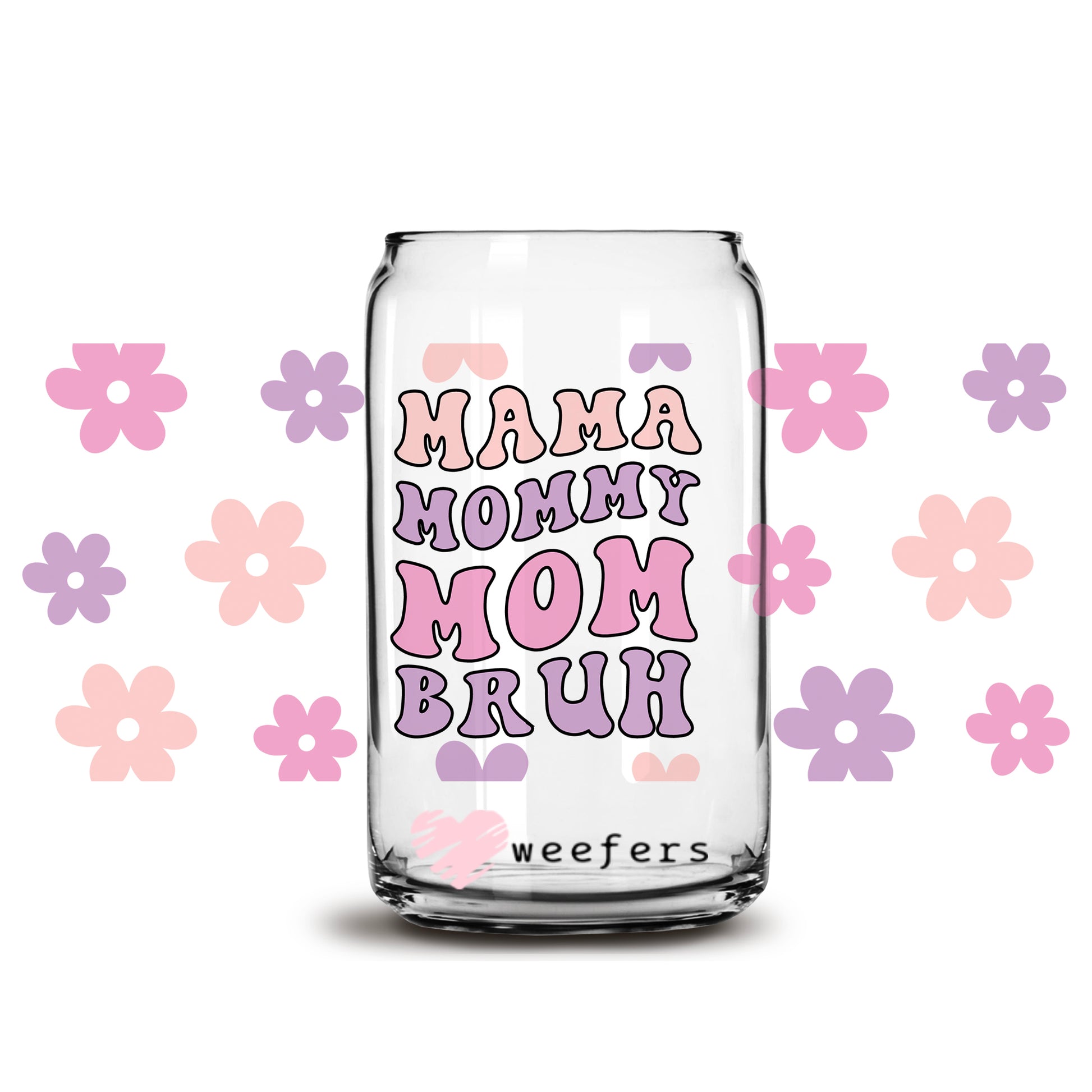 Mama Mommy Mom Bro  Retro Libbey Glass Can Wrap UV DTF Sublimation Transfers - Weefers