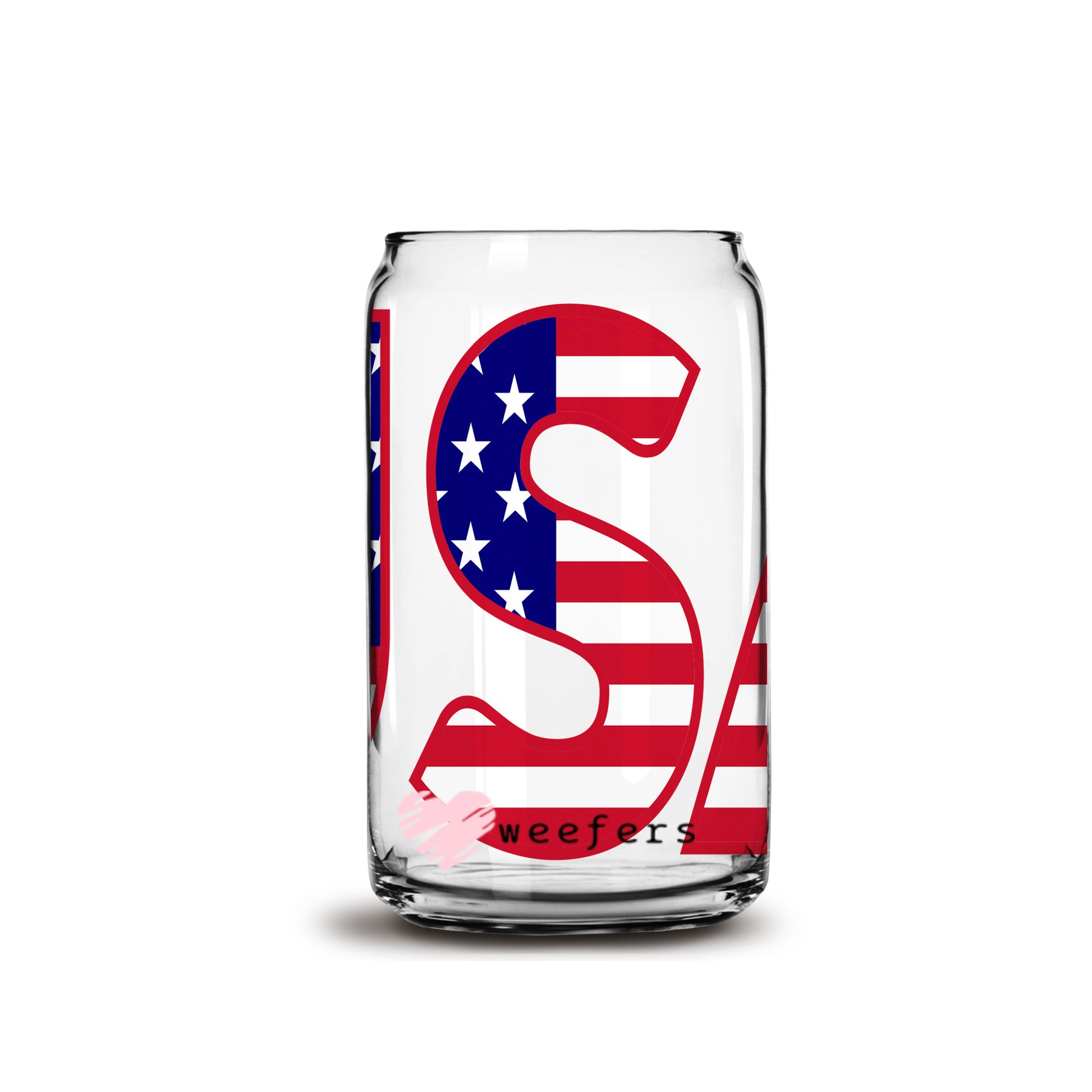 4th of July USA 16oz Libbey Glass Can UV DTF or Sublimation Wrap - Decal - Weefers