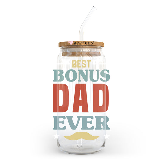 Best Bonus Dad Ever 20oz Libbey Glass Can, 34oz Hip Sip, 40oz Tumbler UV DTF or Sublimation Decal Transfer - Weefers