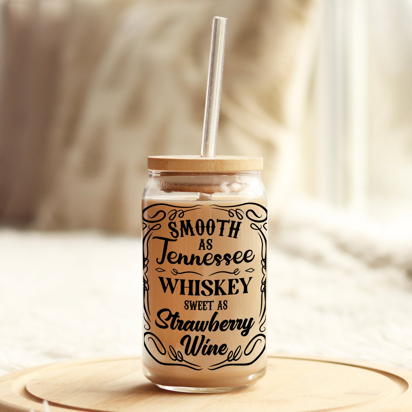 Smooth as Tennessee Whiskey 16oz Libbey Glass Can UV DTF or Sublimation Wrap - Decal - Weefers