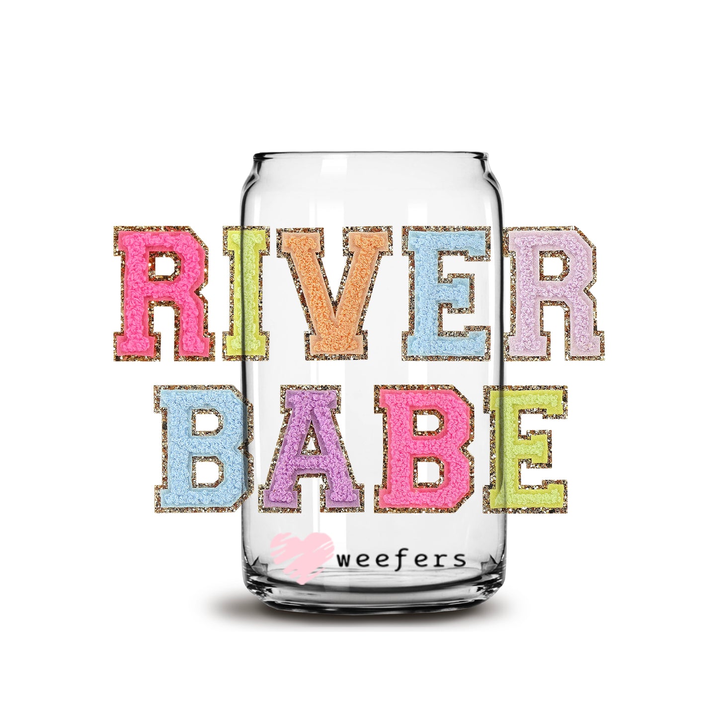 River Babe Faux Chanelle 16oz Libbey Glass Can UV DTF or Sublimation Wrap - Decal - Weefers