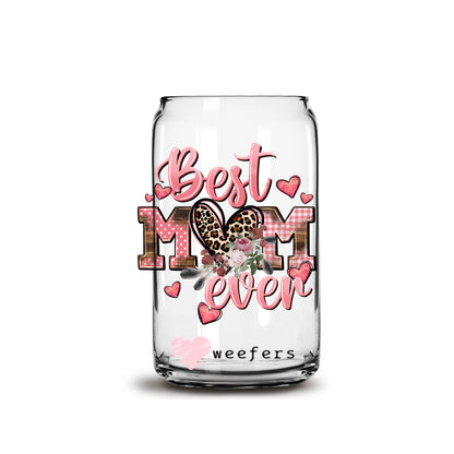 Pink Best Mom Ever Libbey Glass Can UV DTF or Sublimation Wrap - Decal - Weefers