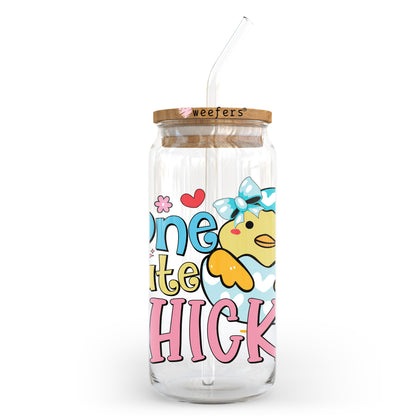 One Cute Chick Easter 20oz Libbey Glass Can UV DTF or Sublimation Wrap - Decal Transfer - Weefers