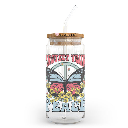 Protect Your Peace Butterfly 20oz Libbey Glass Can UV DTF or Sublimation Wrap - Decal Weefers