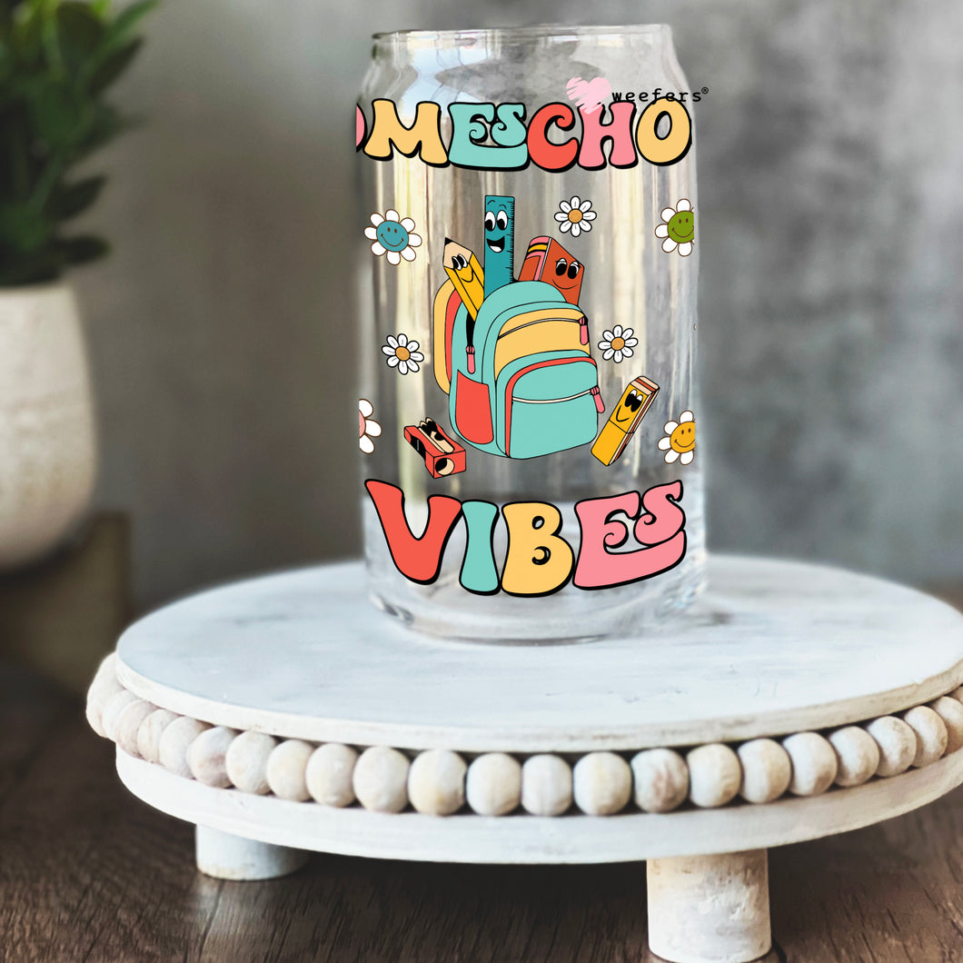 Homeschool Vibes 16oz Libbey Glass Can UV-DTF or Sublimation Wrap - Decal