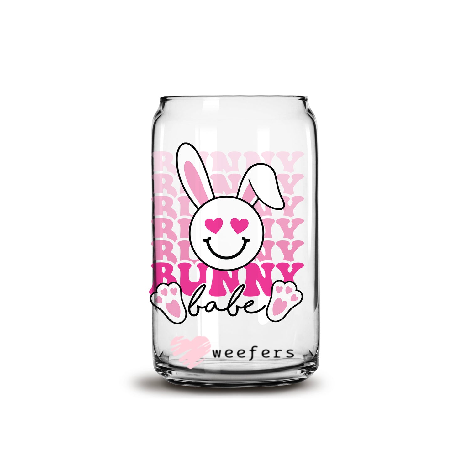 Bunny Babe Easter  16oz Libbey Glass Can UV DTF or Sublimation Cup Wrap - Decal Transfer - Weefers