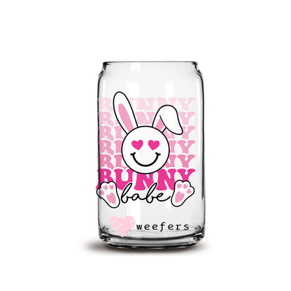 Bunny Babe Easter  16oz Libbey Glass Can UV DTF or Sublimation Cup Wrap - Decal Transfer - Weefers