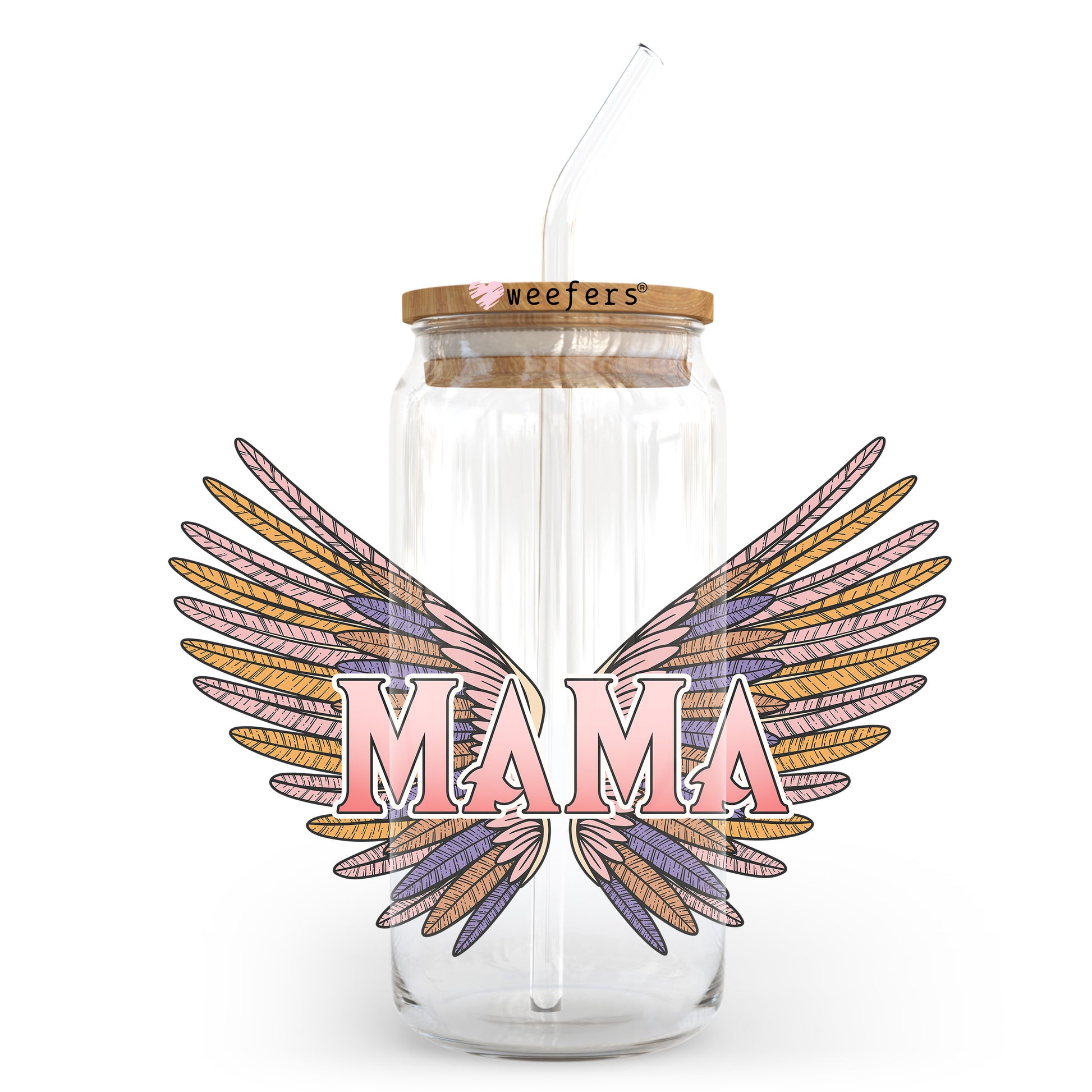 Mama Wings 20oz Libbey Glass Can UV DTF or Sublimation Wrap - Decal Transfer - Weefers