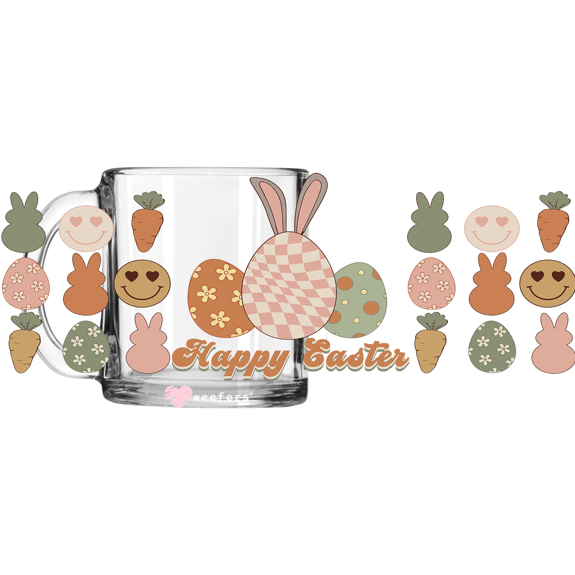 Plaid Easter Egg and Bunny Easter 11oz Coffee Mug UV DTF or Sublimation Wrap - Decal - Weefers