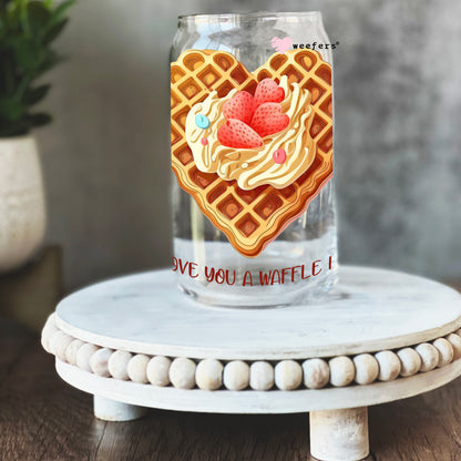 I Love You a Waffle Lot 16oz Libbey Glass Can UV DTF or Sublimation Wrap - Decal - Weefers