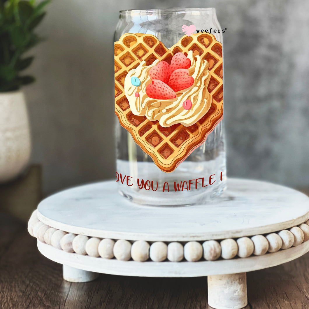 I Love You a Waffle Lot 16oz Libbey Glass Can UV-DTF or Sublimation Wrap - Decal