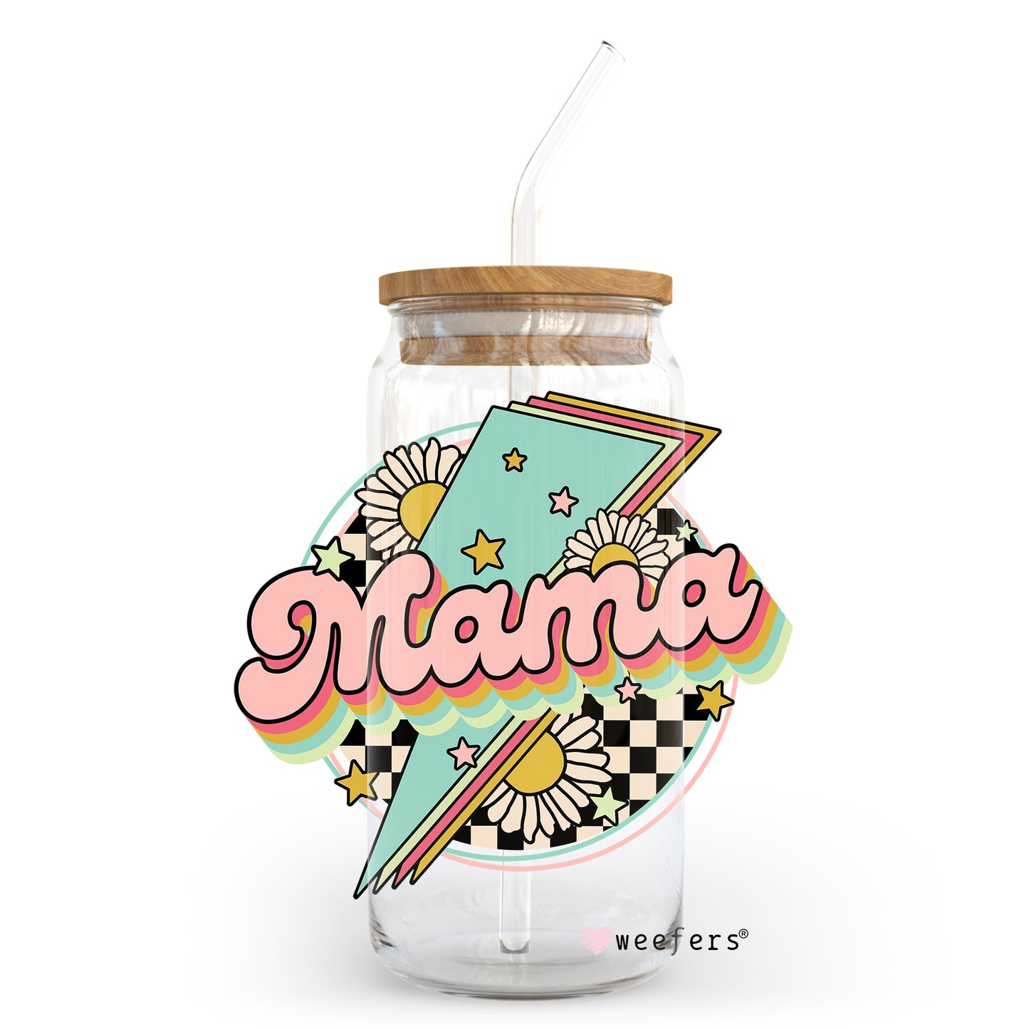 Mama Lightening Bolt 20oz Libbey Glass Can, 34oz Hip Sip, 40oz Tumbler UV DTF or Sublimation Decal Transfer - Weefers