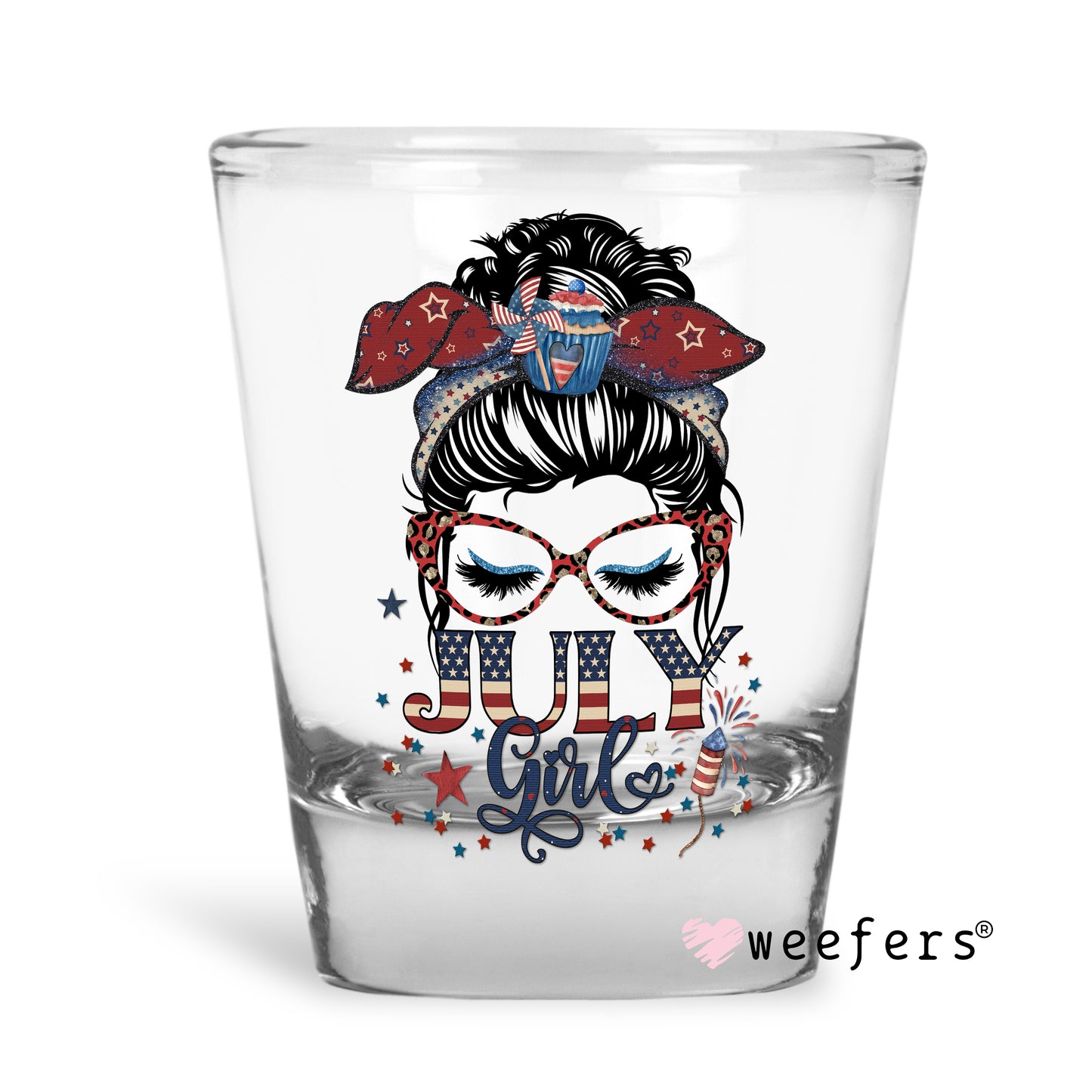 July Girl Shot Glass Short UV DTF or Sublimation Wrap - Decal - Weefers