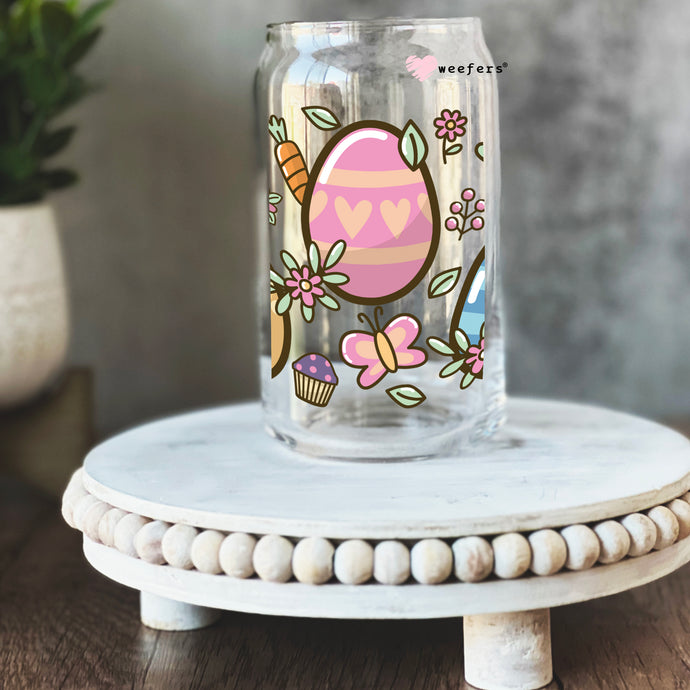a glass jar with an image of an easter egg on it