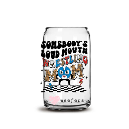 Somebody's Loud Mouth Wrestling Mom Retro 16oz Libbey Glass Can UV DTF or Sublimation Wrap - Decal - Weefers