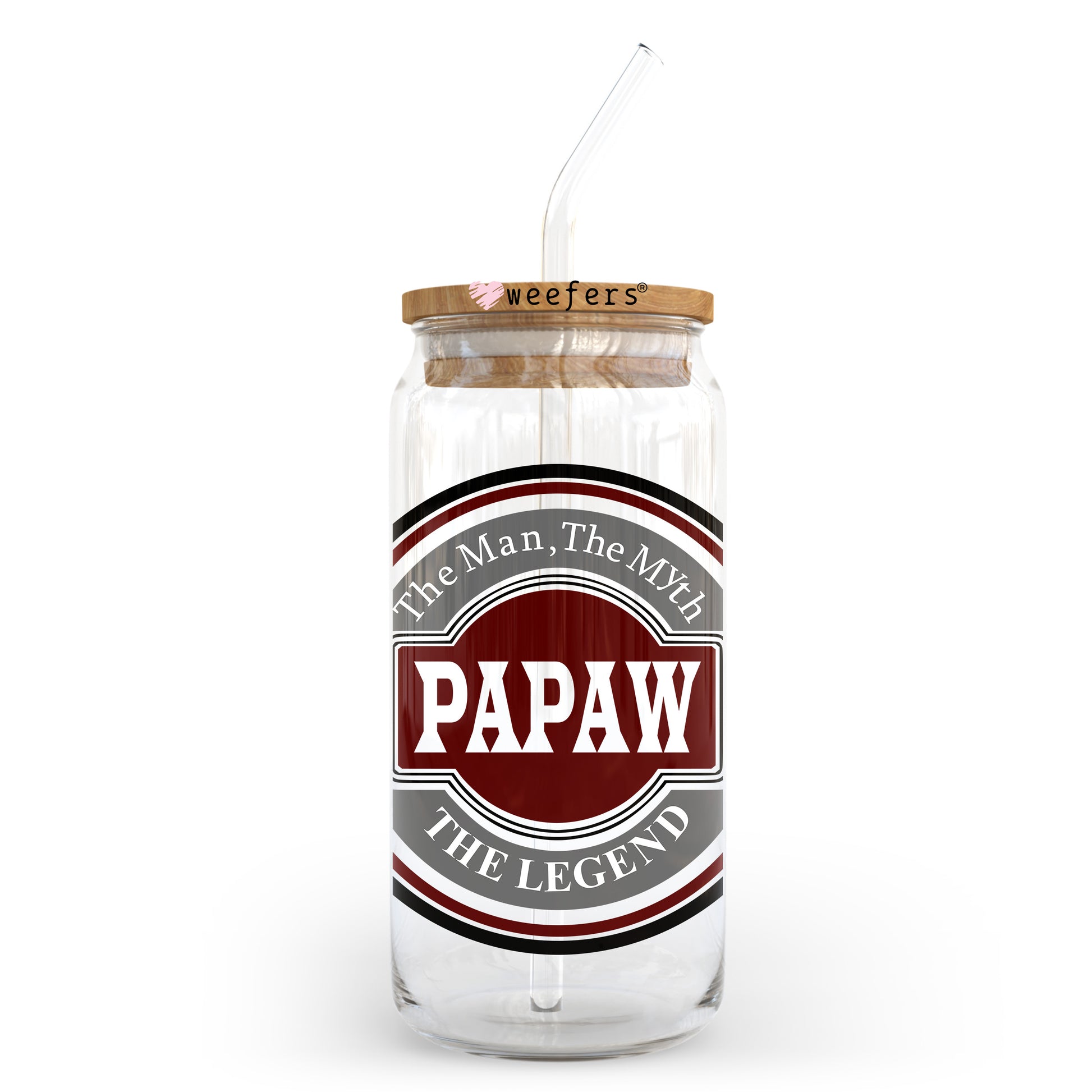 Papaw the Man the Myth the Legend 20oz Libbey Glass Can UV DTF or Sublimation Wrap - Decal Transfer - Weefers