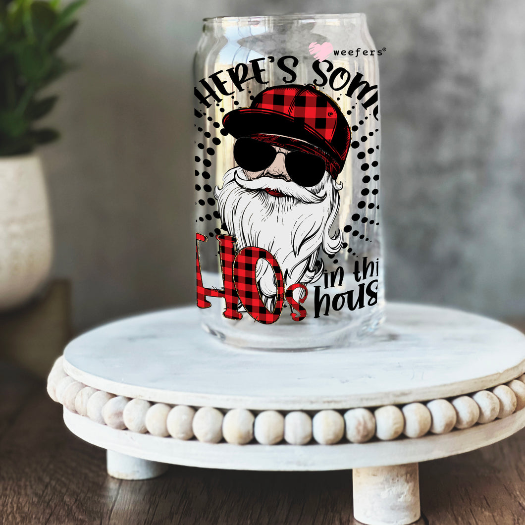 Christmas There's Some Ho's in This House 16oz Libbey Glass Can UV-DTF or Sublimation Wrap - Decal