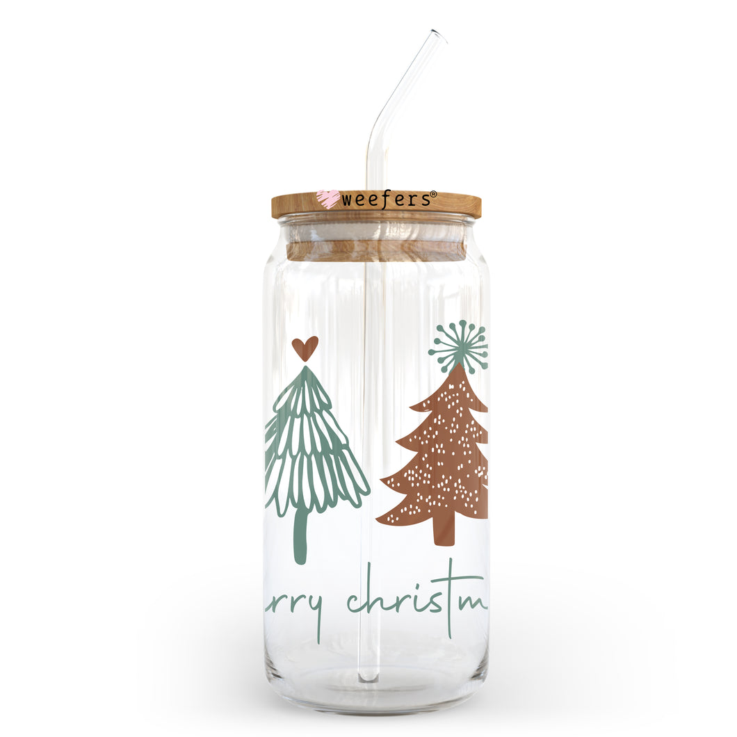 Merry Christmas Trees 20oz Libbey Glass Can, 34oz Hip Sip, 40oz Tumbler UVDTF or Sublimation Decal Transfer