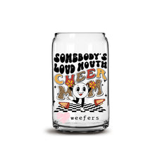 Load image into Gallery viewer, Somebody&#39;s Loud Mouth Cheer Mom Retro 16oz Libbey Glass Can UV-DTF or Sublimation Wrap - Decal
