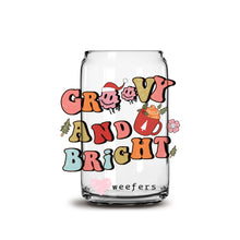 Load image into Gallery viewer, Retro Christmas Groovy and Bright 16oz Libbey Glass Can UV-DTF or Sublimation Wrap - Decal
