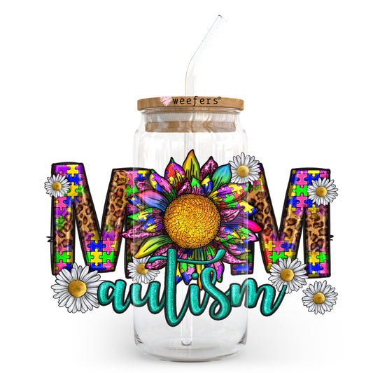 Mom Autism Western 20oz Libbey Glass Can UV DTF or Sublimation Wrap - Decal Transfer - Weefers