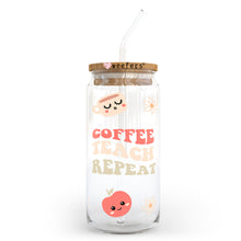 Load image into Gallery viewer, Kawaii Coffee Teach Repeat 20oz Libbey Glass Can, 34oz Hip Sip, 40oz Tumbler UVDTF or Sublimation Decal Transfer
