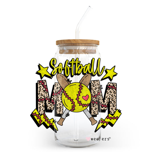 Softball Lightening 20oz Libbey Glass Can, 34oz Hip Sip, 40oz Tumbler UV DTF or Sublimation Decal Transfer - Weefers