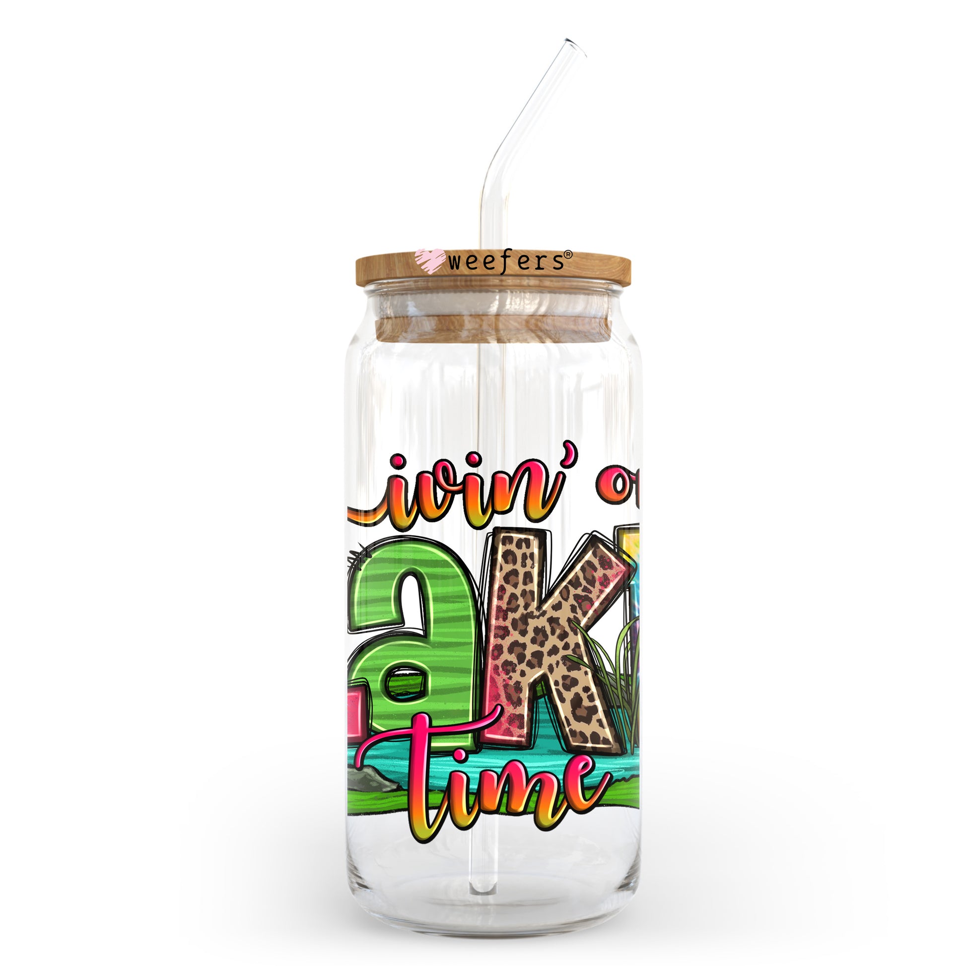 Livin' on Lake Time 20oz Libbey Glass Can UV DTF or Sublimation Wrap - Decal Transfer - Weefers