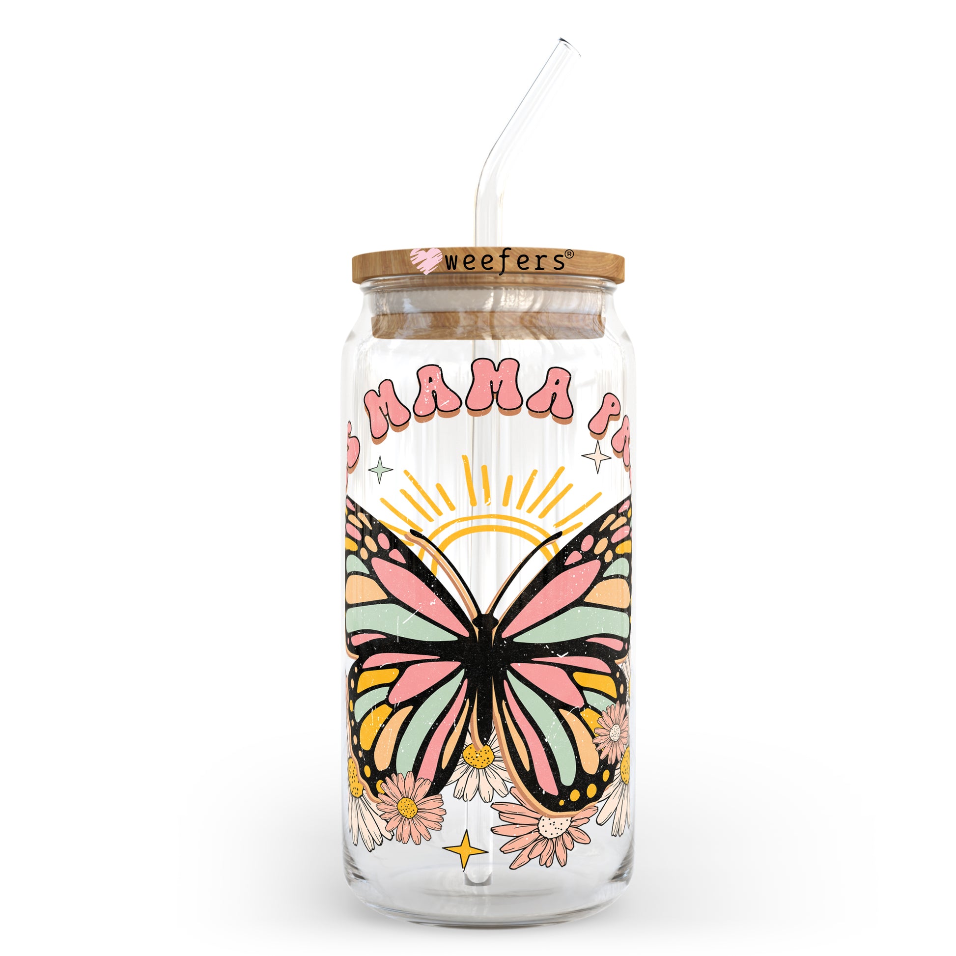 This Mama Prays Butterfly 20oz Libbey Glass Can, 34oz Hip Sip, 40oz Tumbler UV DTF or Sublimation Decal Transfer - Weefers