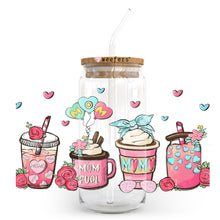 Load image into Gallery viewer, Pink Mom Fuel Coffee Latte 20oz Libbey Glass Can, 34oz Hip Sip, 40oz Tumbler UVDTF or Sublimation Decal Transfer
