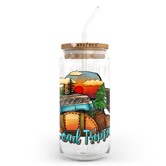 Road Trippin' 20oz Libbey Glass Can UV DTF or Sublimation Wrap - Decal Transfer Weefers