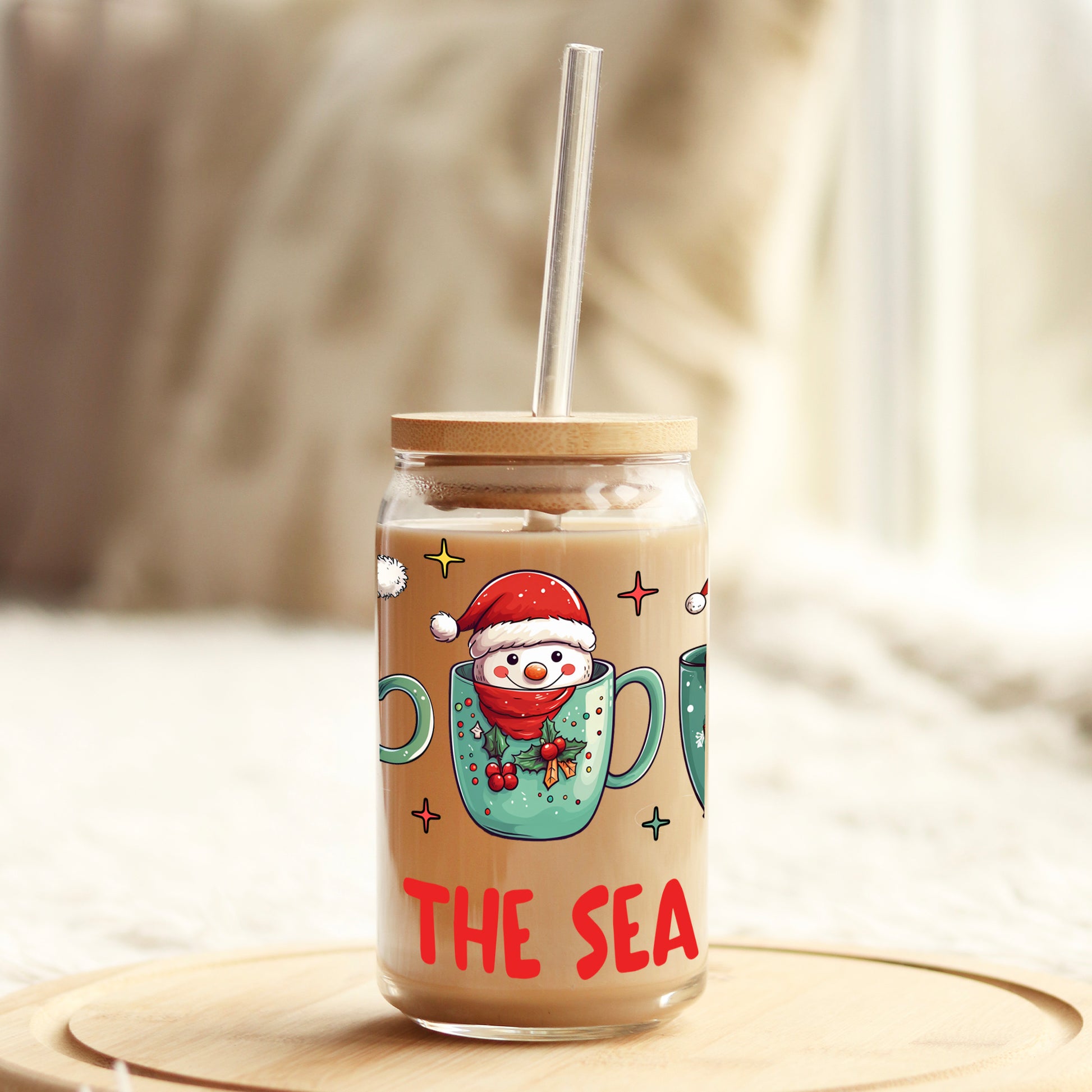 Tis The Season Christmas 16oz Libbey Glass Can UV DTF or Sublimation Wrap - Decal - Weefers