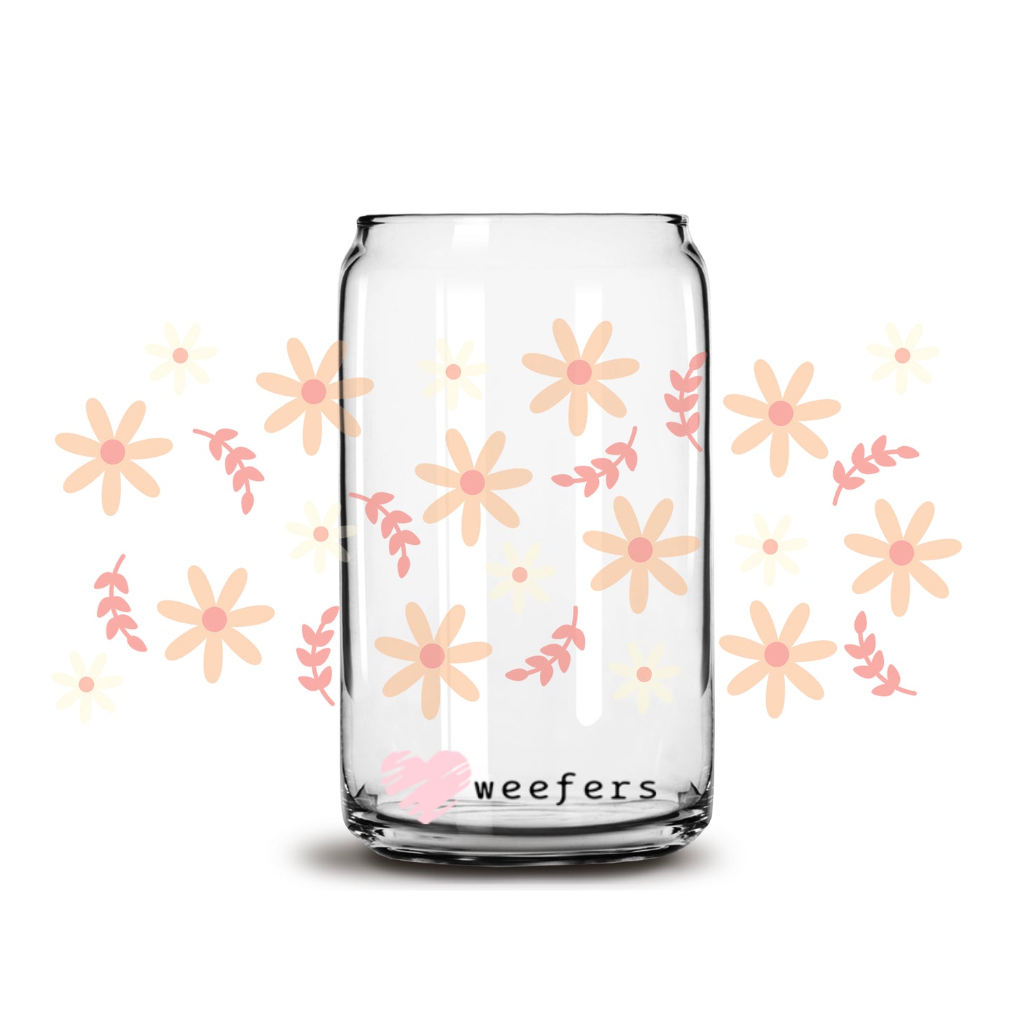 Flower Burst 16oz Libbey Glass Can UV DTF or Sublimation Wrap - Decal - Weefers