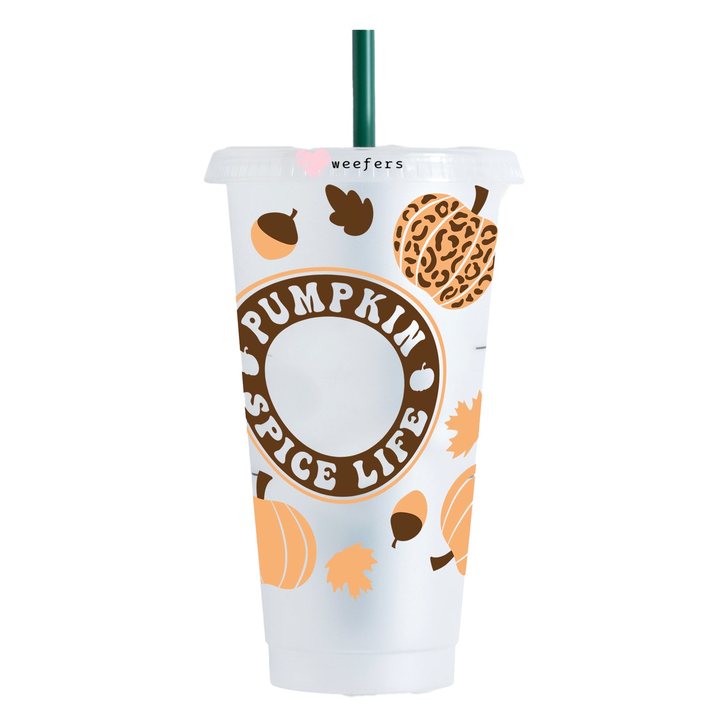 Leopard Pumpkin Spice 24oz UV DTF Cold Cup Wrap - Ready to apply Wrap - HOLE - Weefers