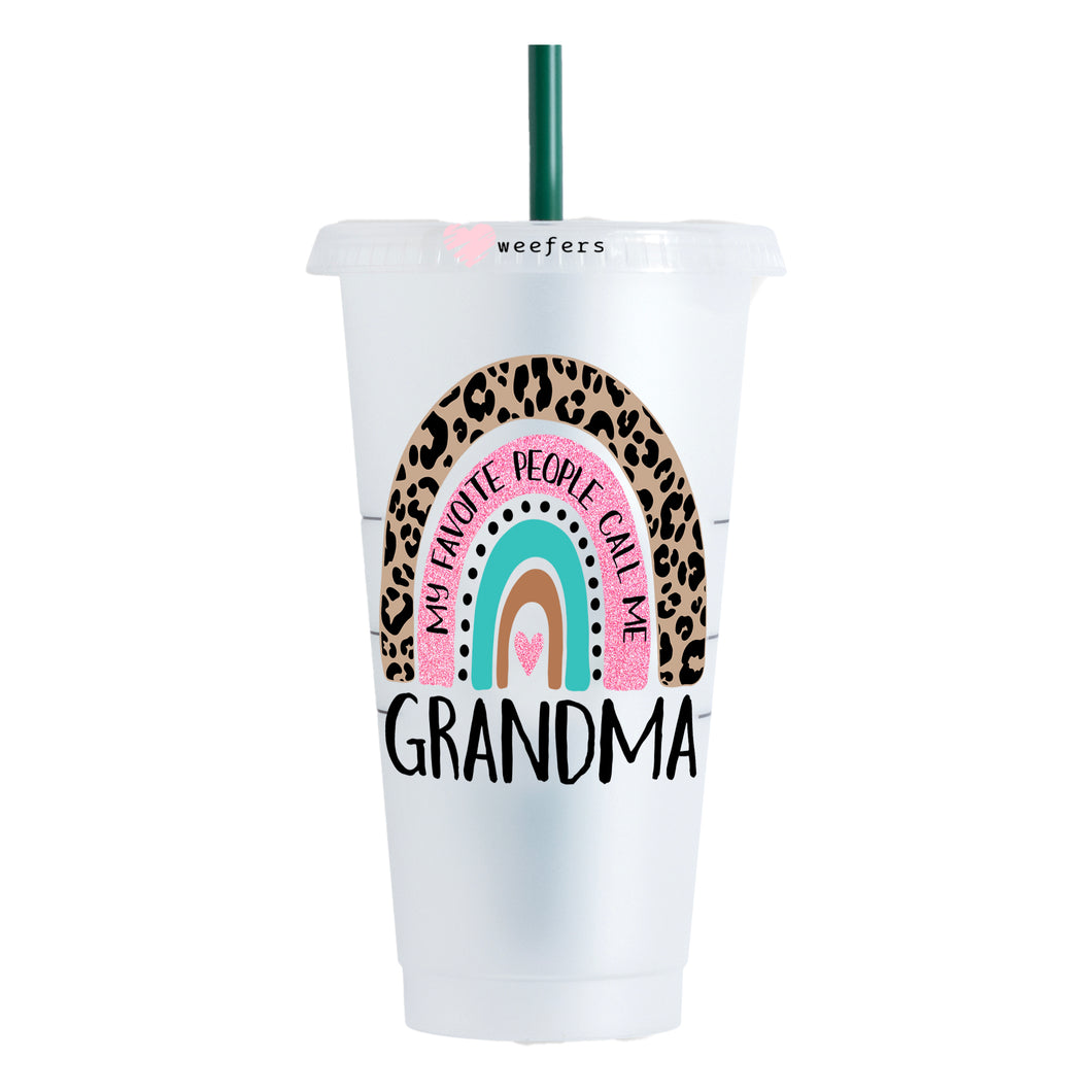 Mother's Day Boho Rainbow Grandma 24oz UV-DTF Cold Cup Wrap - Ready to apply Decal