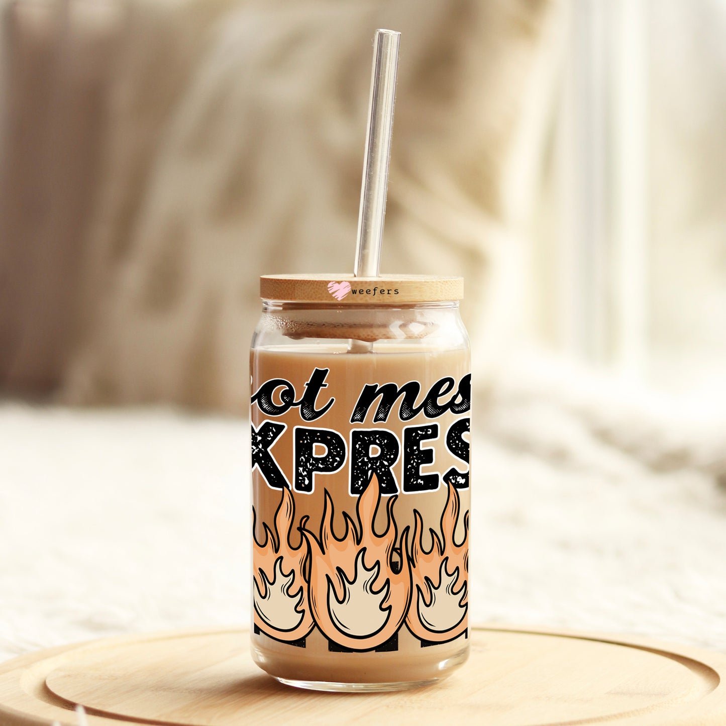 Hot Mess Express 16oz Libbey Glass Can UV DTF or Sublimation Cup Wrap - Decal Transfer - Weefers