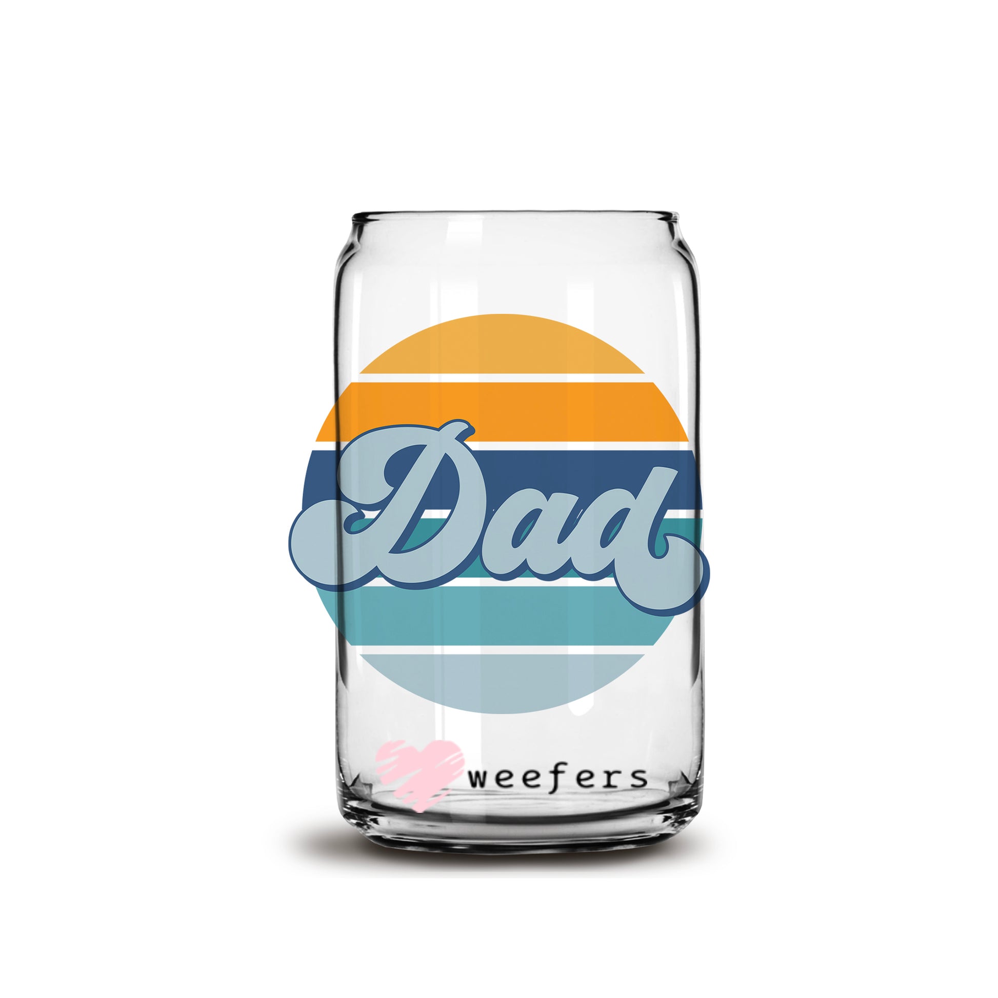 Dad Retro Stripes 16oz Libbey Glass Can UV DTF or Sublimation Wrap - Decal - Weefers