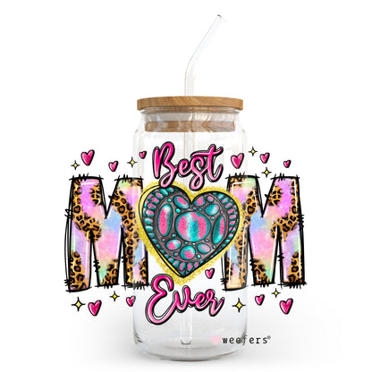 Best Mom Ever Heart 20oz Libbey Glass Can, 34oz Hip Sip, 40oz Tumbler UV DTF or Sublimation Decal Transfer - Weefers