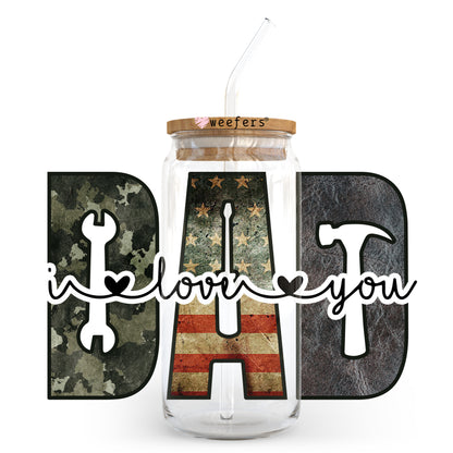 Dad I love you 20oz Libbey Glass Can, 34oz Hip Sip, 40oz Tumbler UV DTF or Sublimation Decal Transfer - Weefers