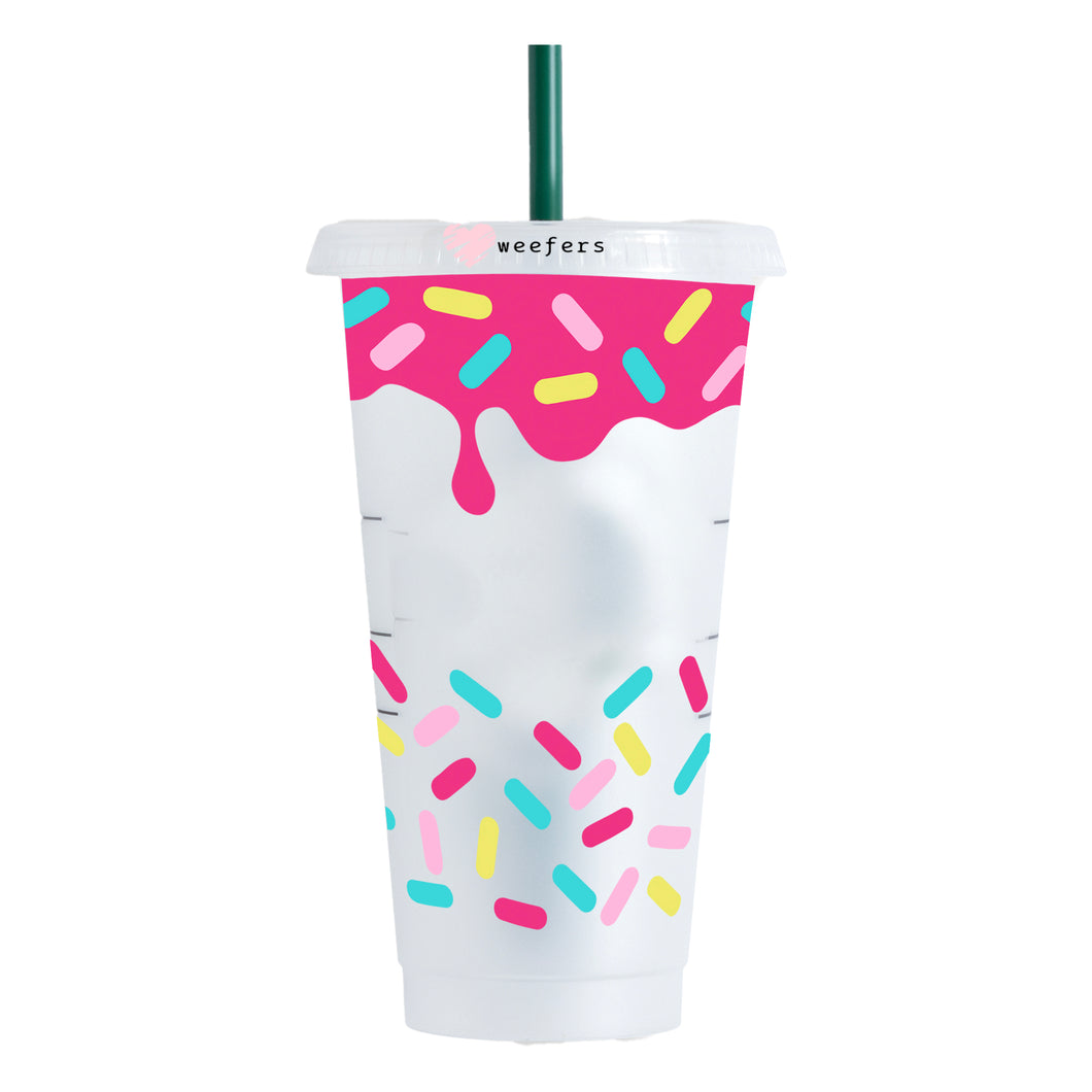 Confetti Pink Drip 24oz UV-DTF Cold Cup Wrap - Ready to apply Wrap - HOLE