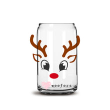 Load image into Gallery viewer, Boy Christmas Reindeer Face 16oz Libbey Glass Can UV-DTF or Sublimation Wrap - Decal
