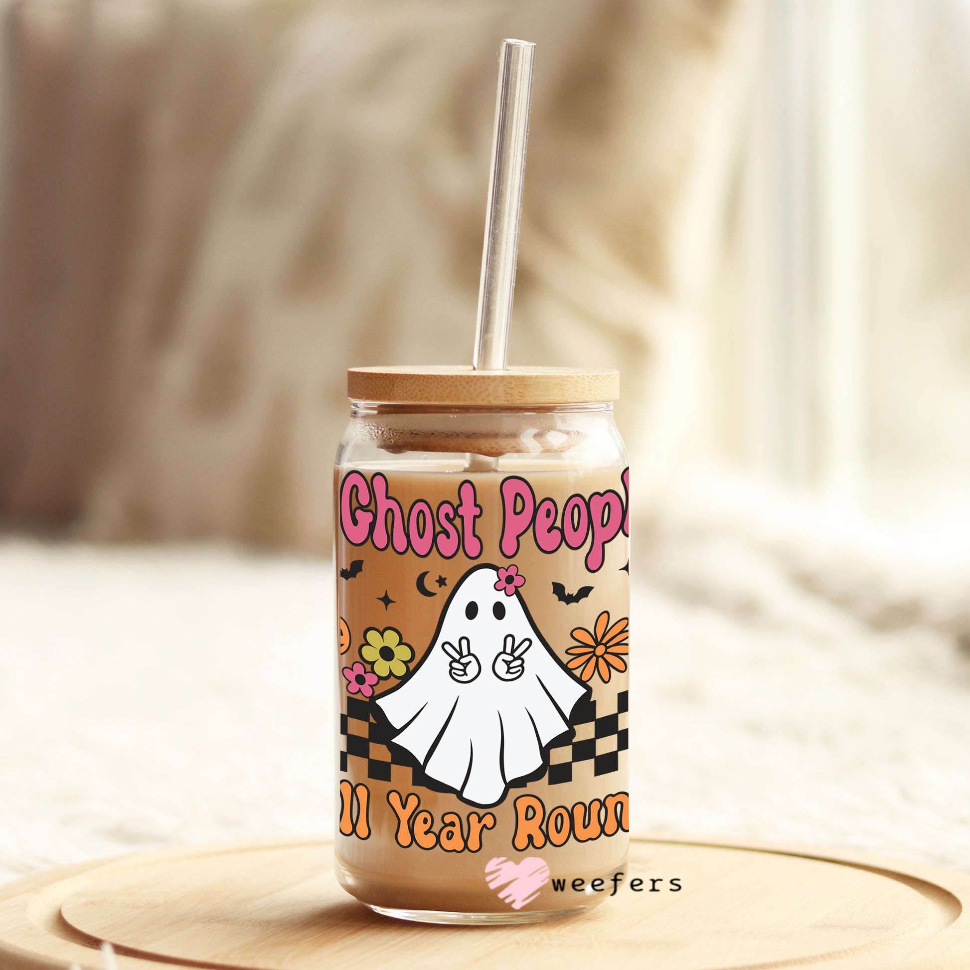 I Ghost People Year Round 16oz Libbey Glass Can UV DTF or Sublimation Wrap - Decal - Weefers