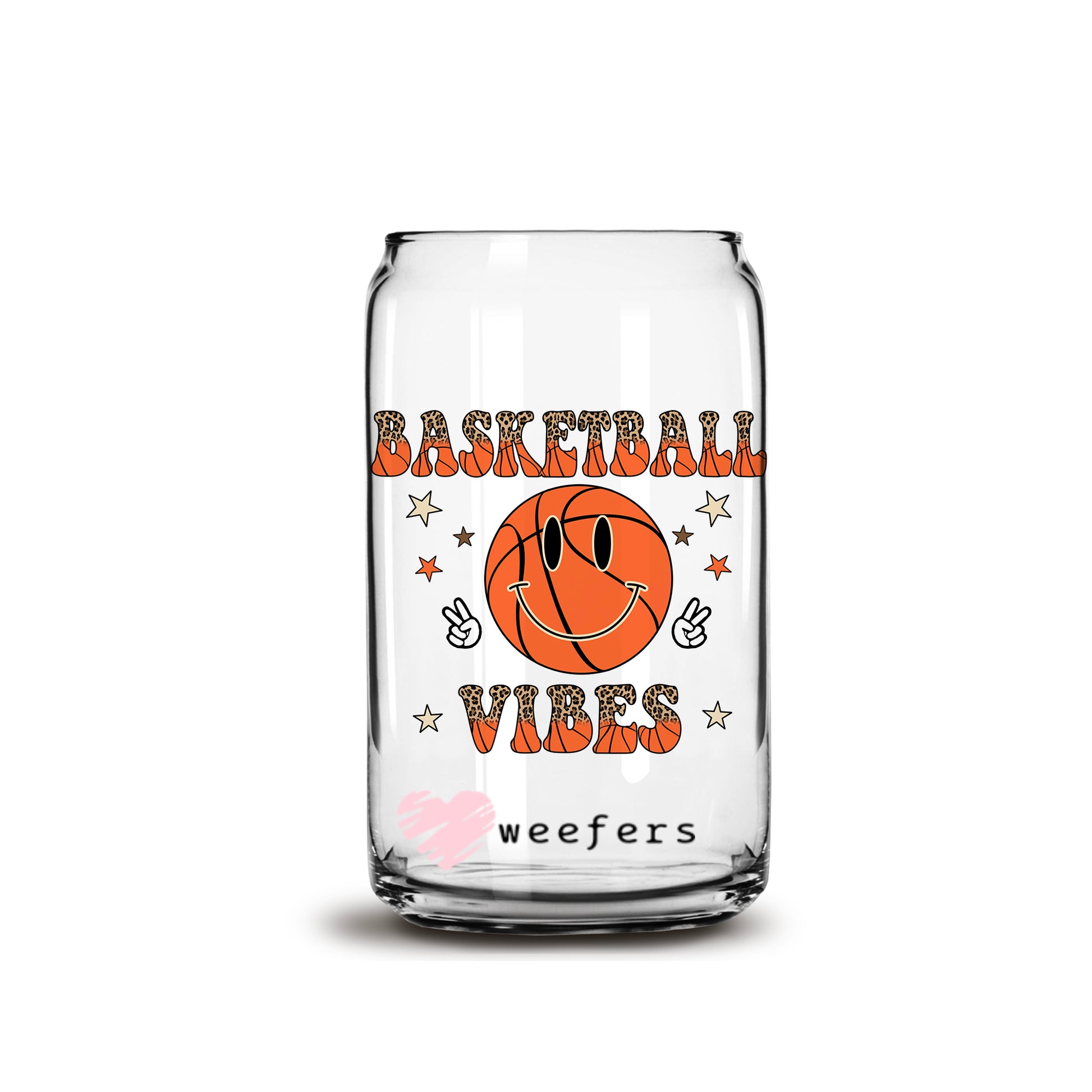 Basketball Vibes 16oz Libbey Glass Can UV DTF or Sublimation Wrap - Decal - Weefers