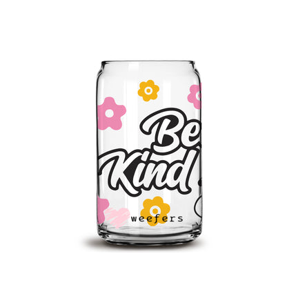 Be Kind Bee Libbey Glass Can UV DTF or Sublimation Wrap - Decal - Weefers