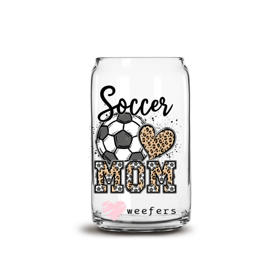 Soccer Mom Cheetah 16oz Libbey Glass Can UV DTF or Sublimation Cup Wrap - Decal Transfer - Weefers