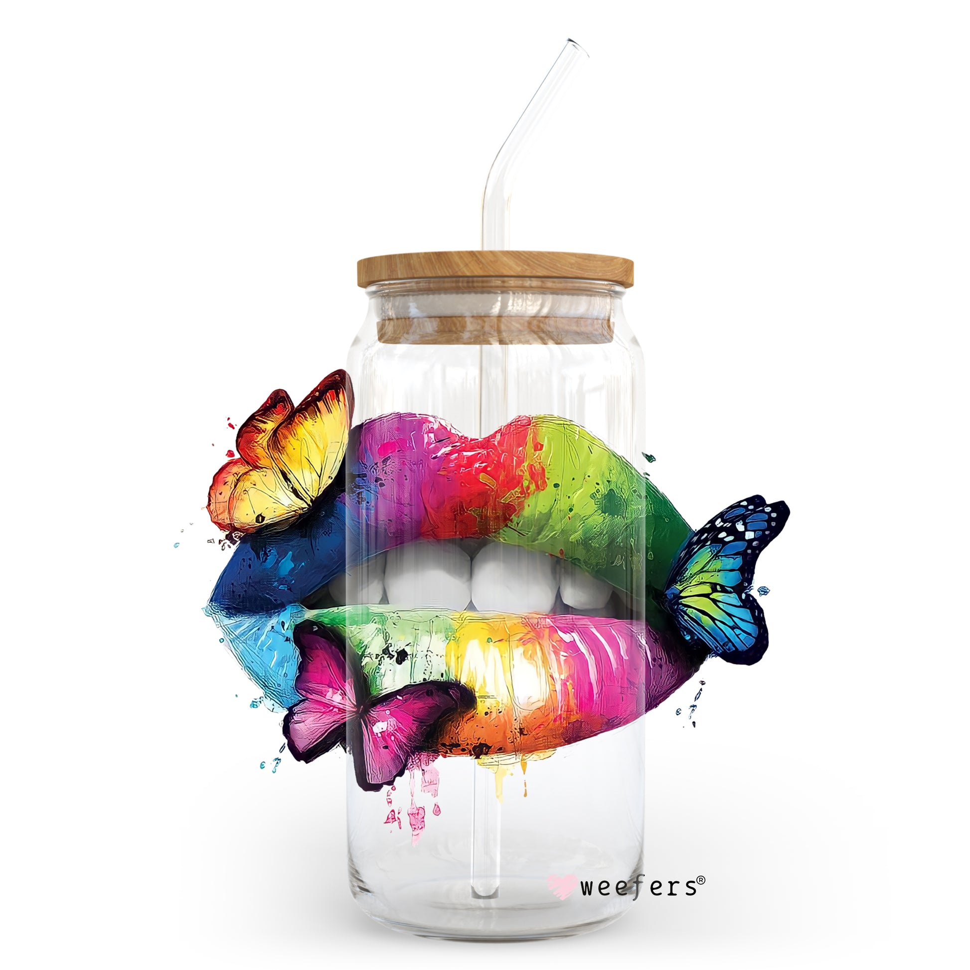 Rainbow Lips 20oz Libbey Glass Can, 34oz Hip Sip, 40oz Tumbler UV DTF or Sublimation Decal Transfer - Weefers